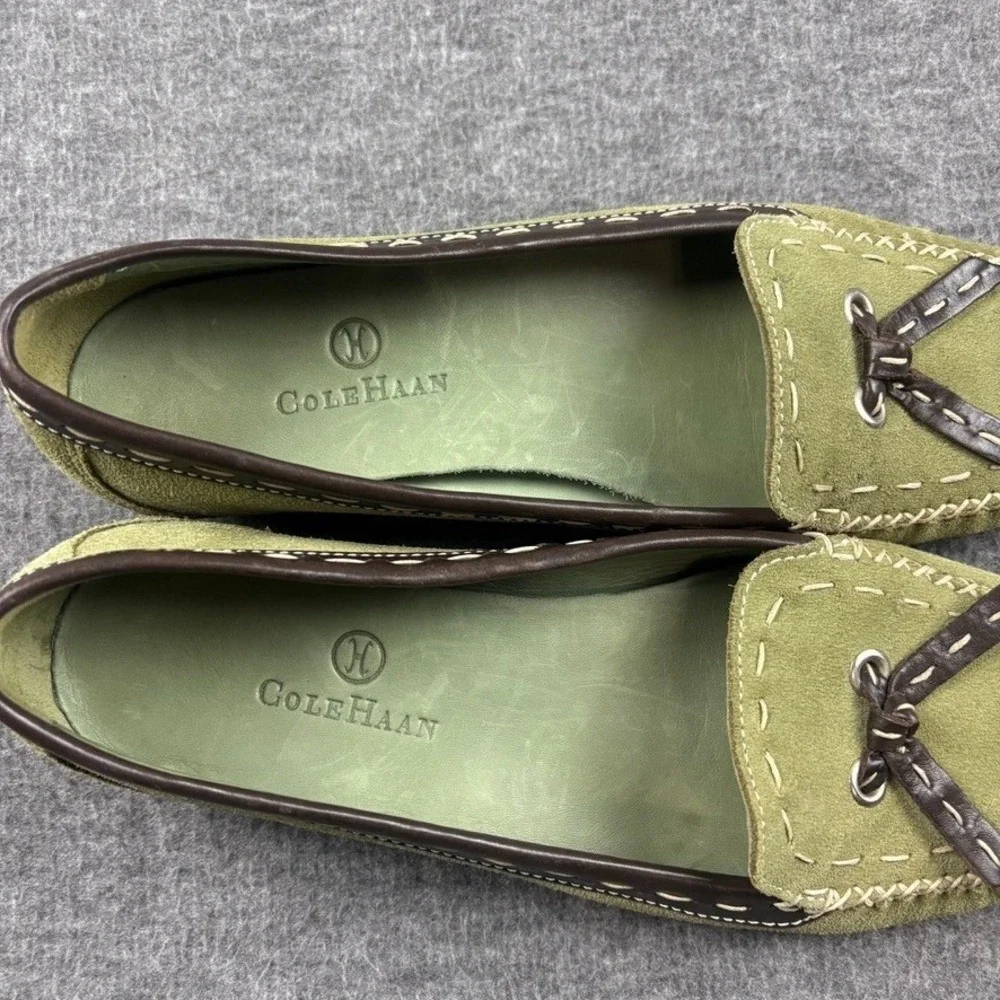 Cole Haan Olive Green Suede Leather Loafers Size 6B Women's Comfort Dress‎ Shoes